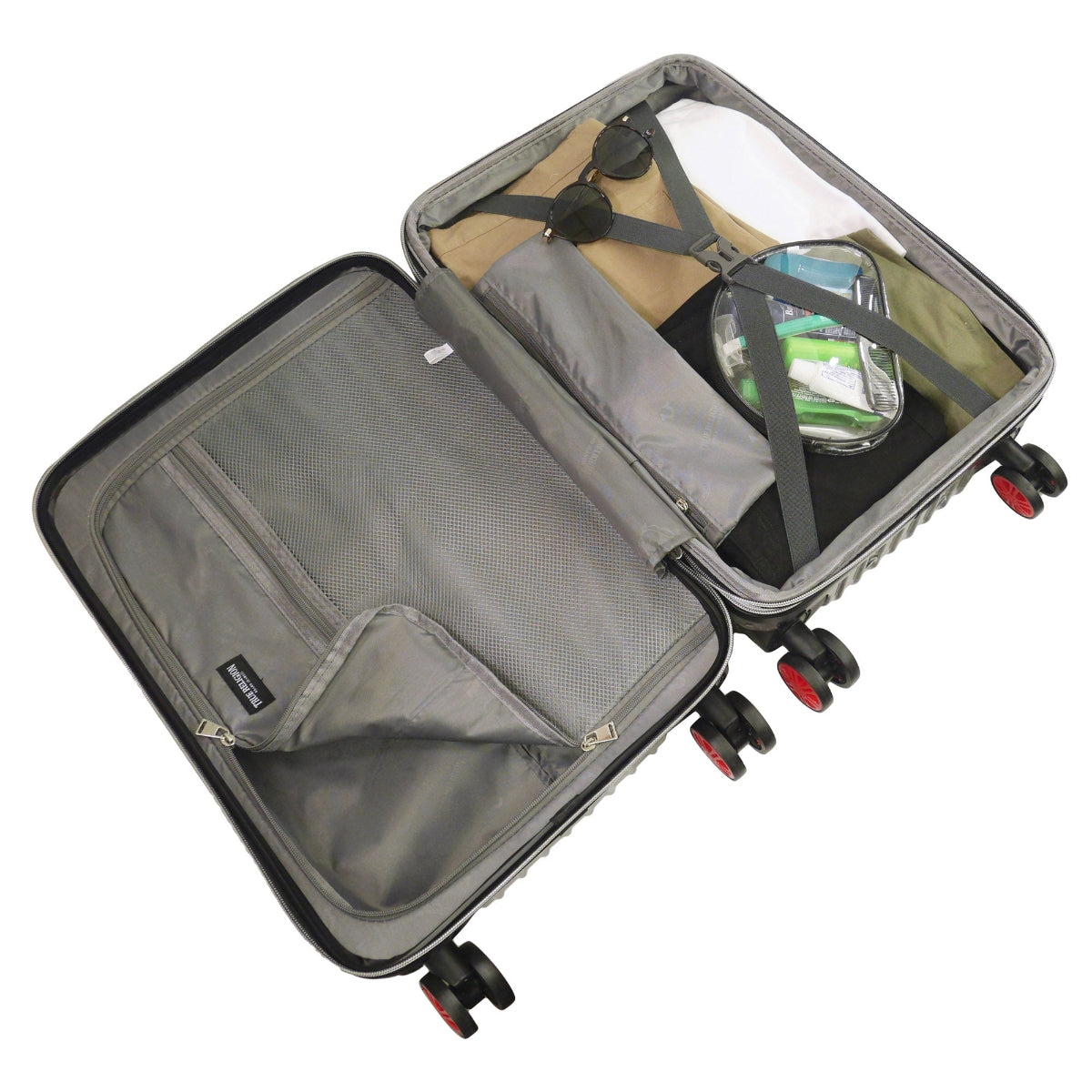 True Religion 22.5" Big Logo Black Hard Sided Checkered Carry-On Luggage - Stiles Supply Co.