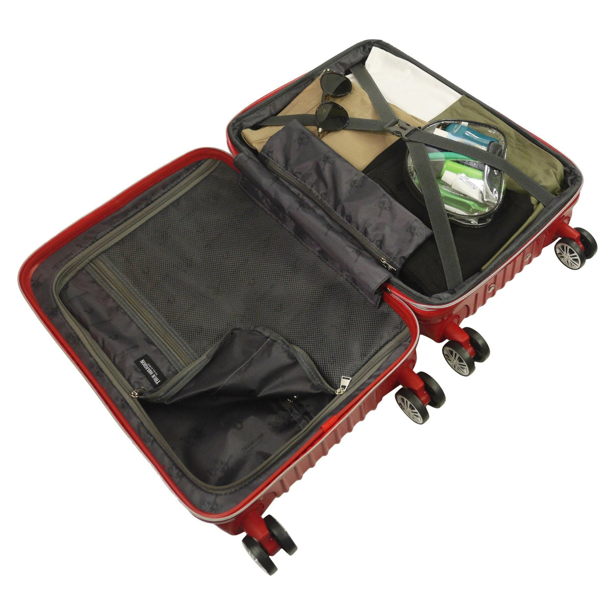 True Religion 22.5" Big Logo Red Hard-Sided Checkered Carry-On Luggage - Stiles Supply Co.