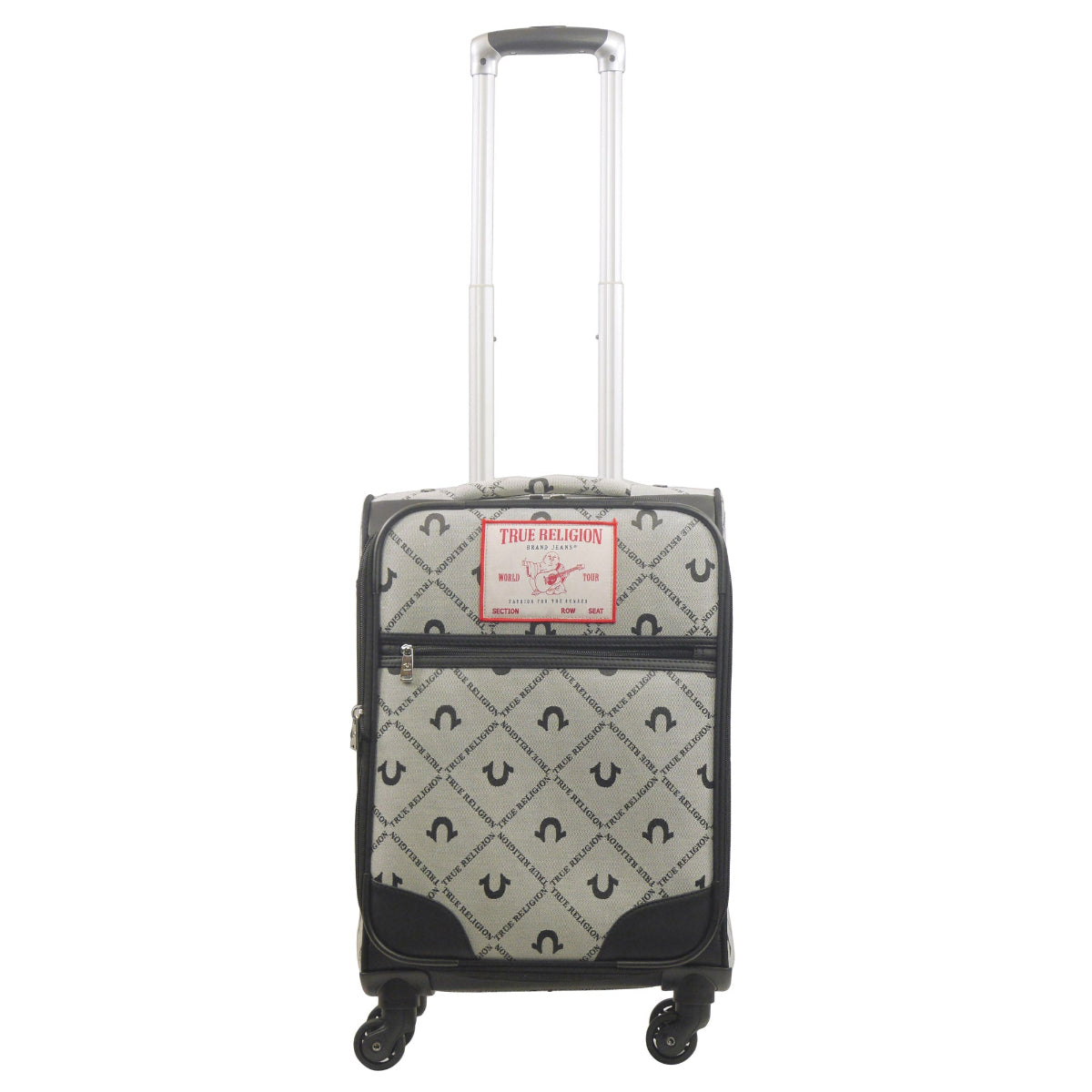 True Religion Grey 23" Soft Sided Logo Monogram Spinner Luggage - Stiles Supply Co.
