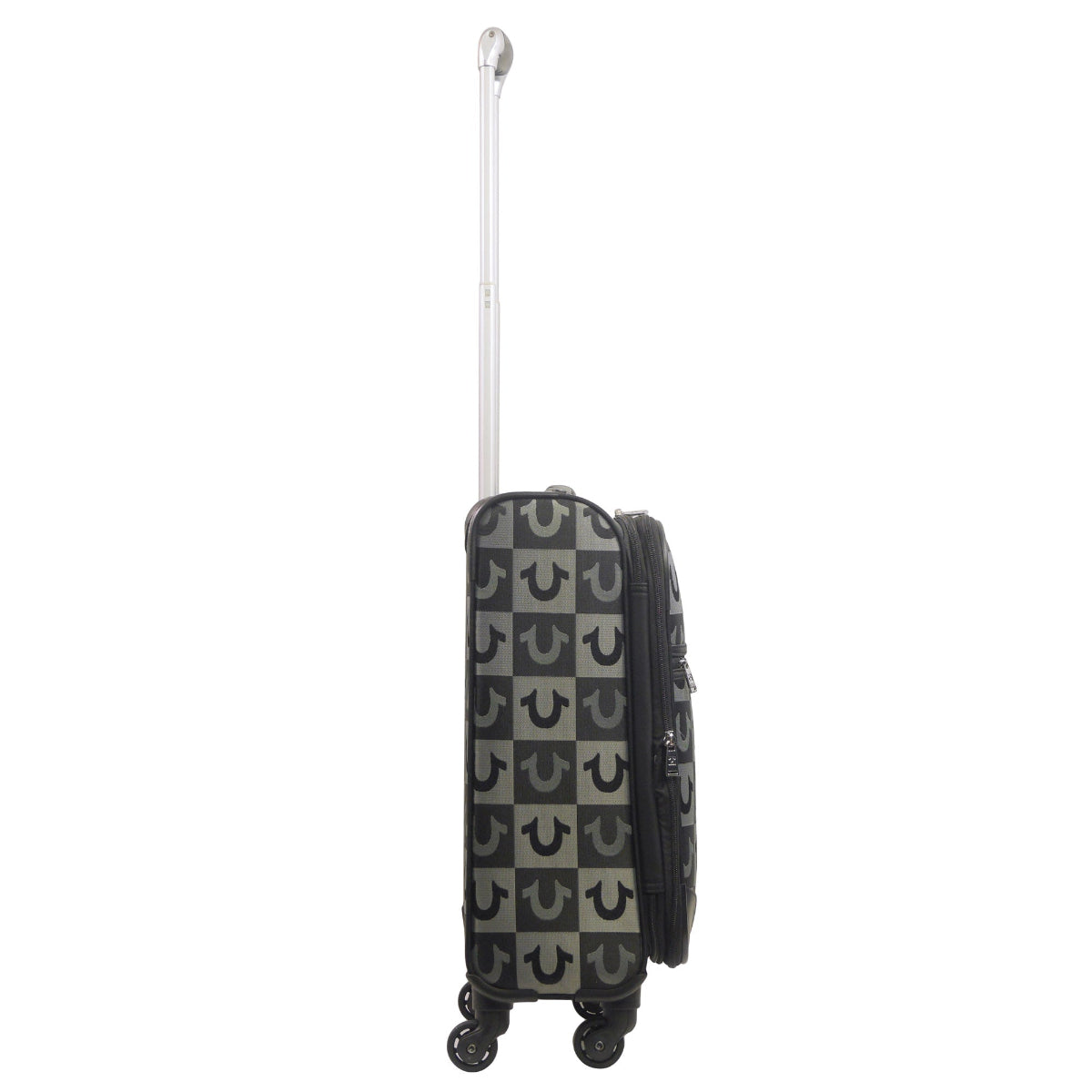 True Religion Black 23" Soft Sided Logo Checkered Spinner Luggage - Stiles Supply Co.