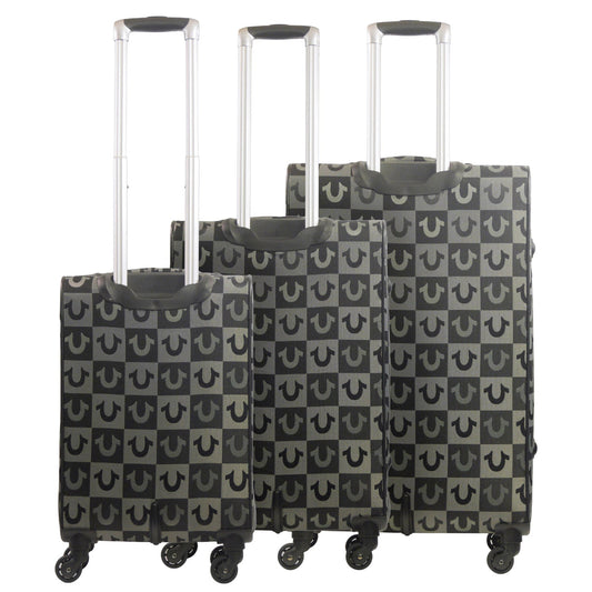 True Religion Black 3-piece Soft Sided Checkered Spinner Luggage Set - Stiles Supply Co.