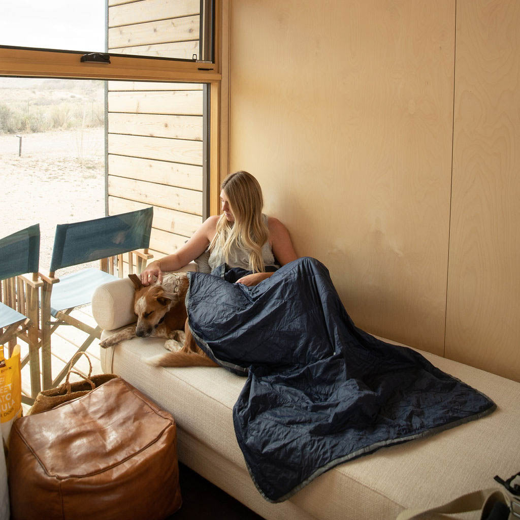Gravel Layover™ Travel Blanket - Packable & Puffy | Blue - Stiles Supply Co.