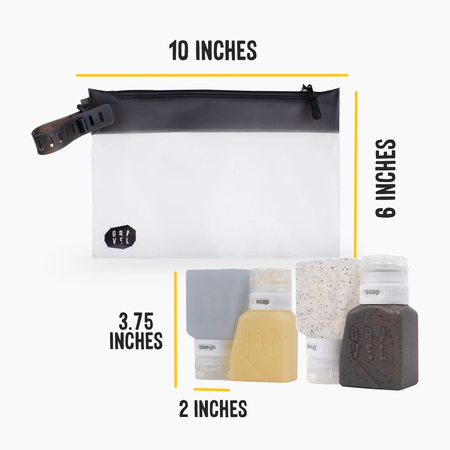 Gravel SET | TSA Approved Shower Bag & 4 Bottles - Stiles Supply Co.