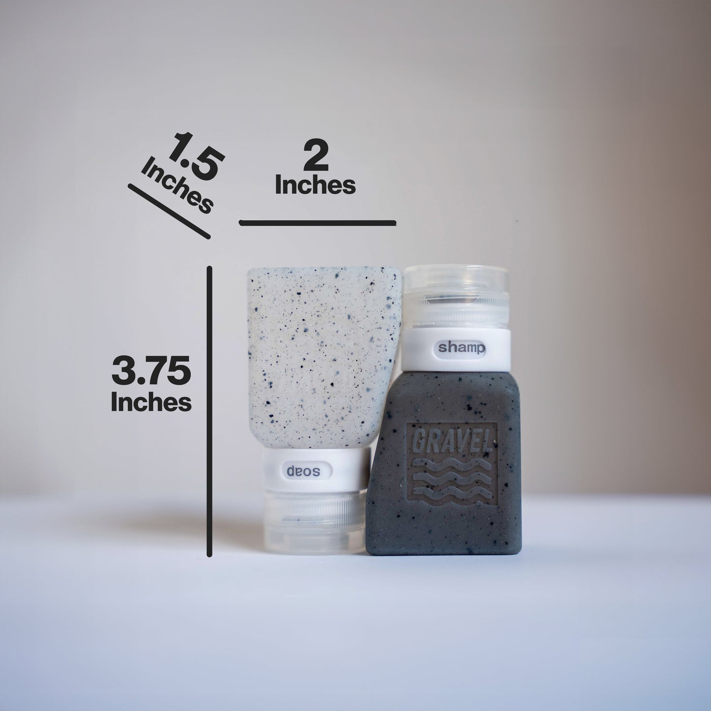 Gravel Travel Bottles For Liquids 3oz (89 ml) (Two Pack) | Clear & Gray - Stiles Supply Co.