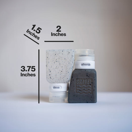 Gravel Travel Bottles For Liquids 3oz (89 ml) (Two Pack) | Clear & Gray - Stiles Supply Co.