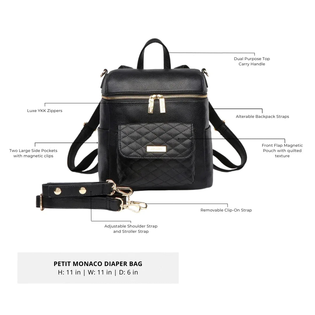 Luli Bebe Petit Diaper Bag Ebony Black
