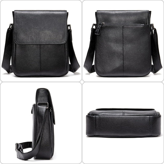 FR Fashion Co. Men's Compact Genuine Leather Crossbody Bag
