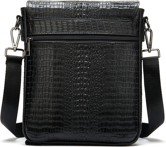 FR Fashion Co. Men's Crocodile Leather Crossbody Bag