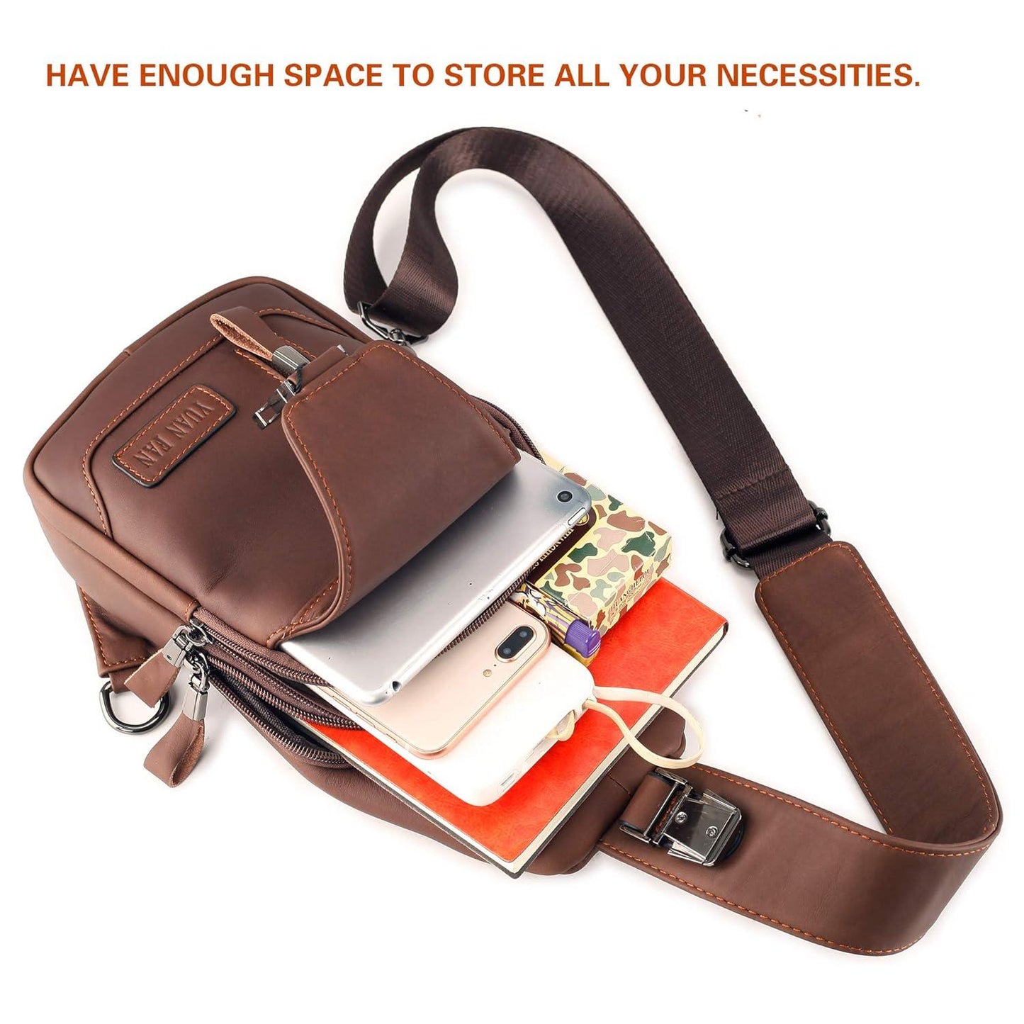 FR Fashion Co. Genuine Leather Sling Backpack