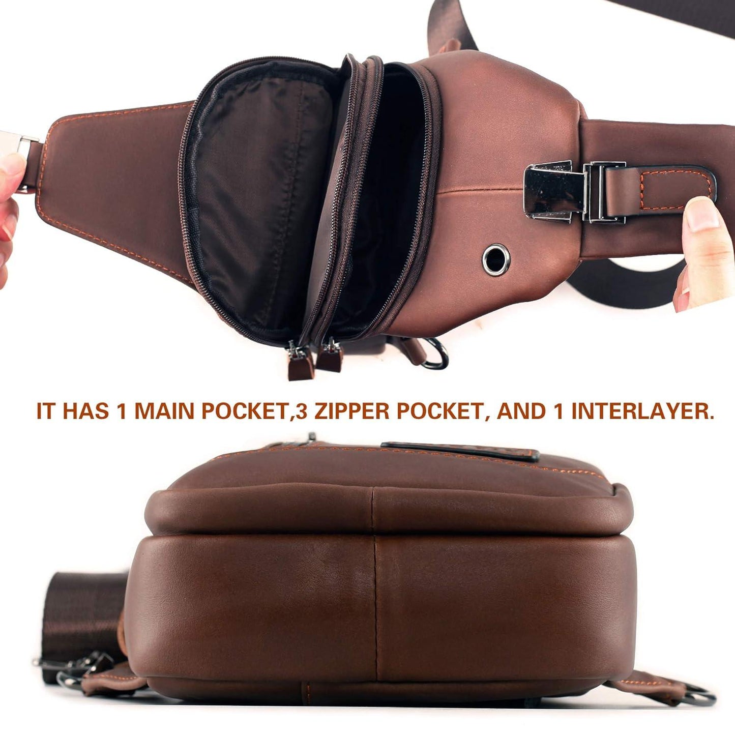 FR Fashion Co. Genuine Leather Sling Backpack