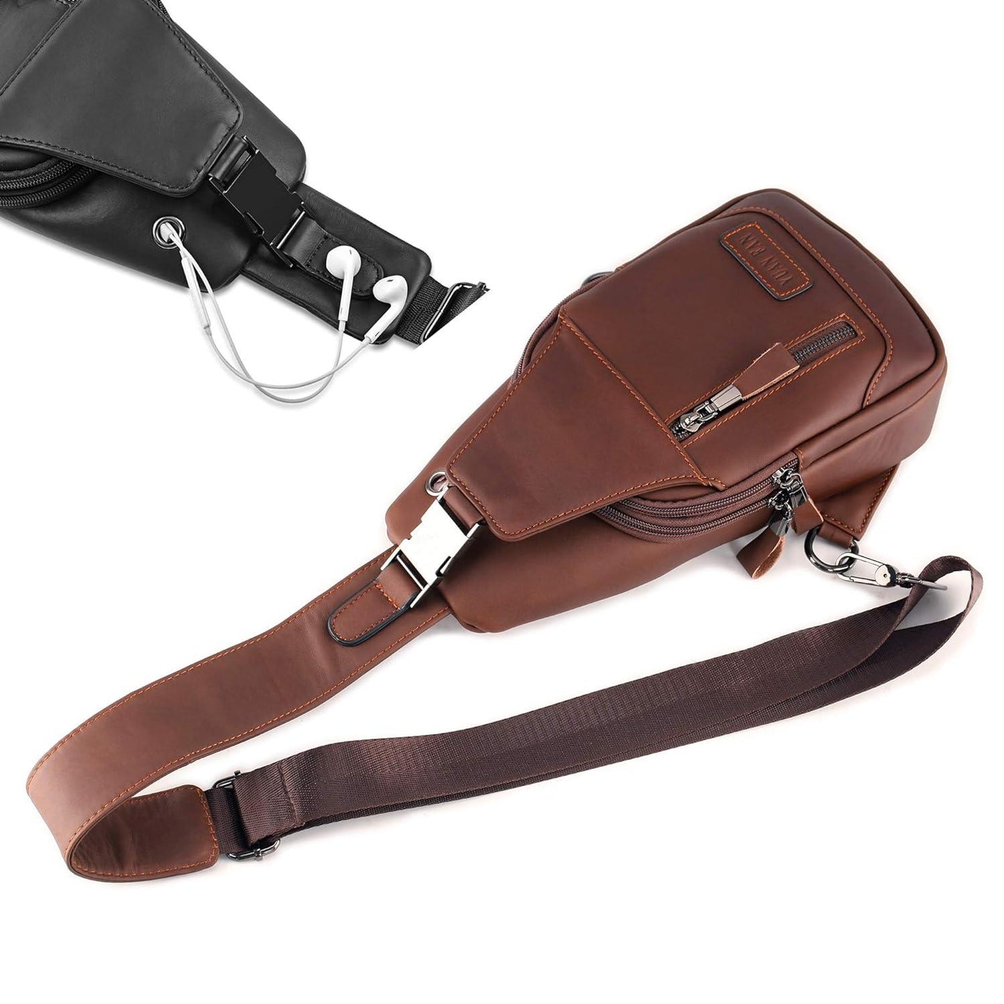 FR Fashion Co. Genuine Leather Sling Backpack