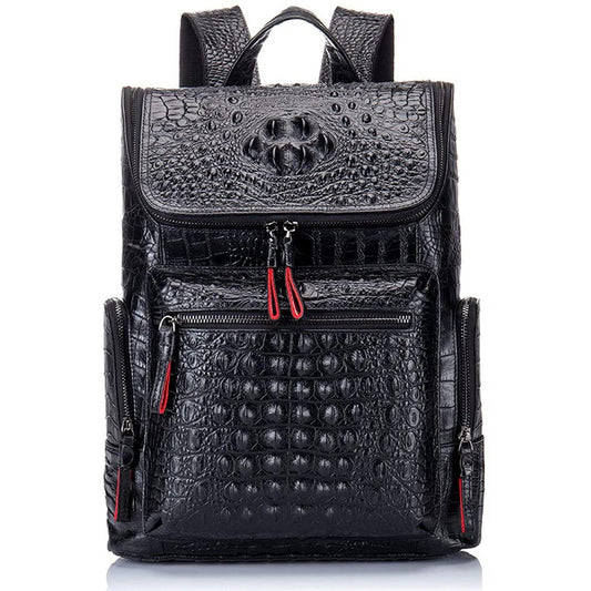 FR Fashion Co. 13" Men's Leather Crocodile Design Backpack