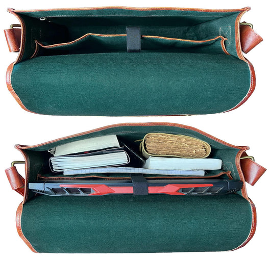 FR Fashion Co. 15" Men's Genuine Leather Crossbody Messenger Bag