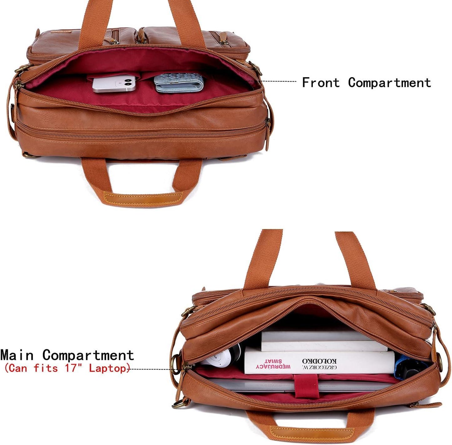 FR Fashion Co. 16" Men's Leather Hybrid Briefcase Backpack
