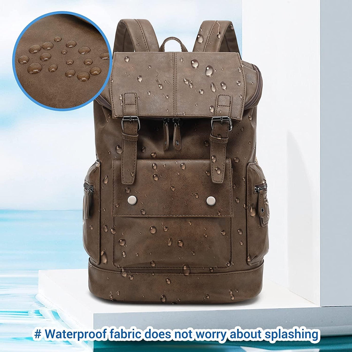FR Fashion Co. 18" Men's Vintage Leather Backpack