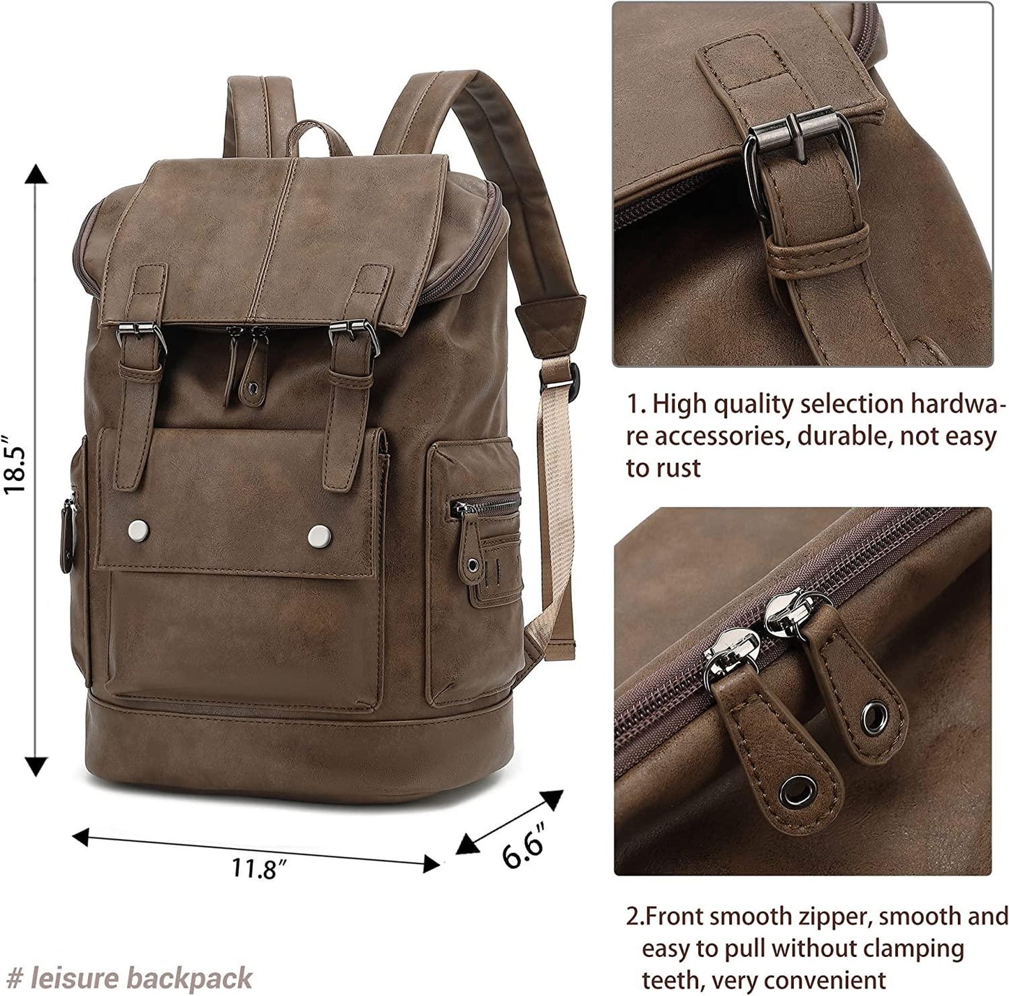 FR Fashion Co. 18" Men's Vintage Leather Backpack