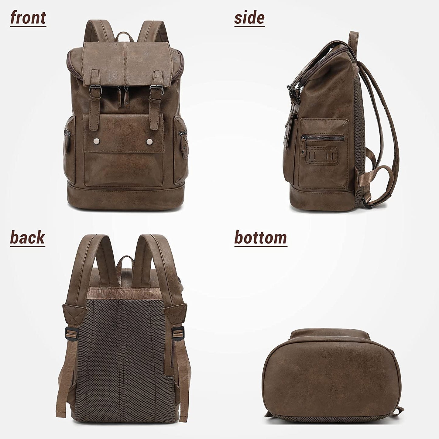 FR Fashion Co. 18" Men's Vintage Leather Backpack