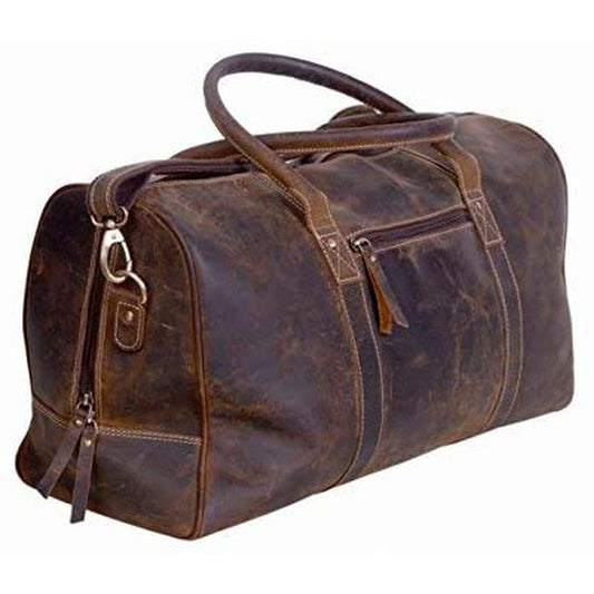 FR Fashion Co. 20" Men's Vintage Distressed Buffalo Leather Duffle Bag