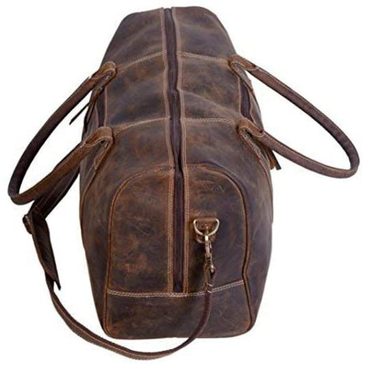 FR Fashion Co. 20" Men's Vintage Distressed Buffalo Leather Duffle Bag