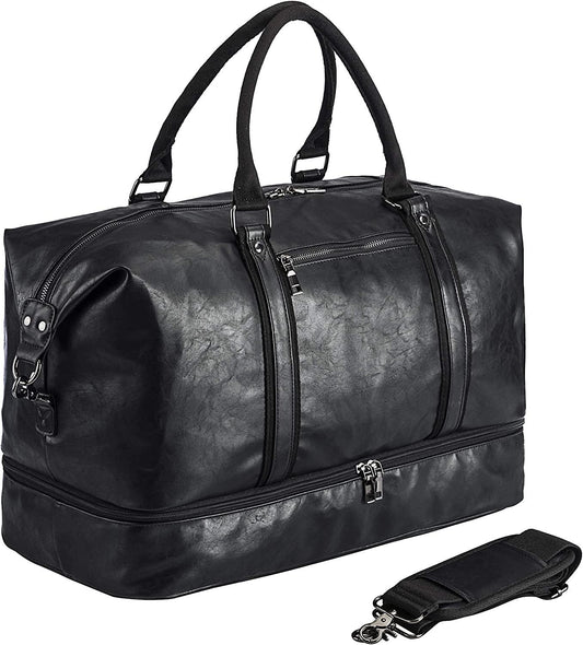 FR Fashion Co. 21" Men's Leather Compact Travel Duffel Bag