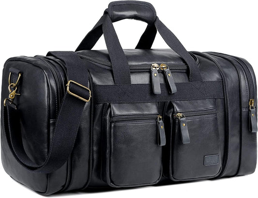 FR Fashion Co. 21" Men's Leather Expandable Duffel Bag