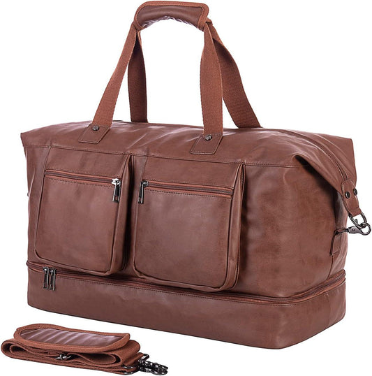 FR Fashion Co. 21" Men's Leather Overnight Duffel Bag