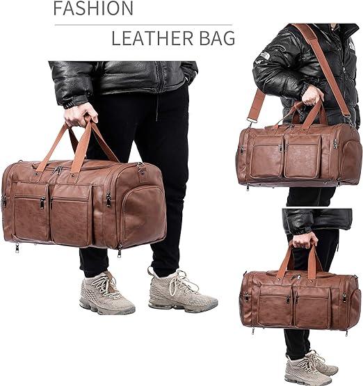 FR Fashion Co. 21" Vegan Leather Large Carry-On Duffel Bag