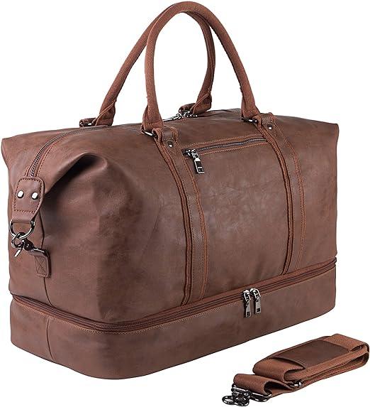 FR Fashion Co. 24" Men's Leather Travel Duffel Bag