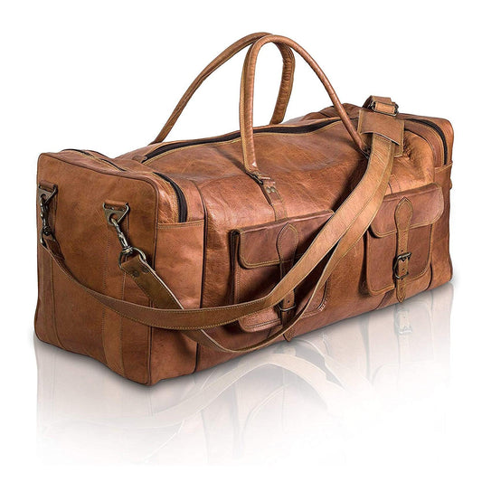 FR Fashion Co. 32" Men's Grain Leather Duffel Bags