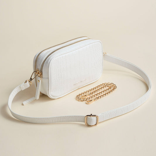 Hudson + Bleecker Latitude Beauty Bag - White Crocodile