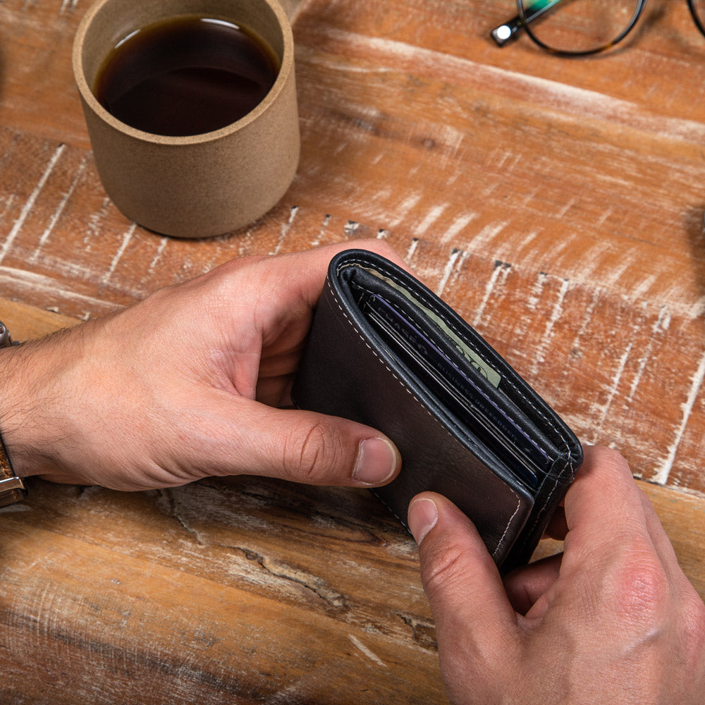 CASUPO Large Billfold Wallet with RFID protection - Black