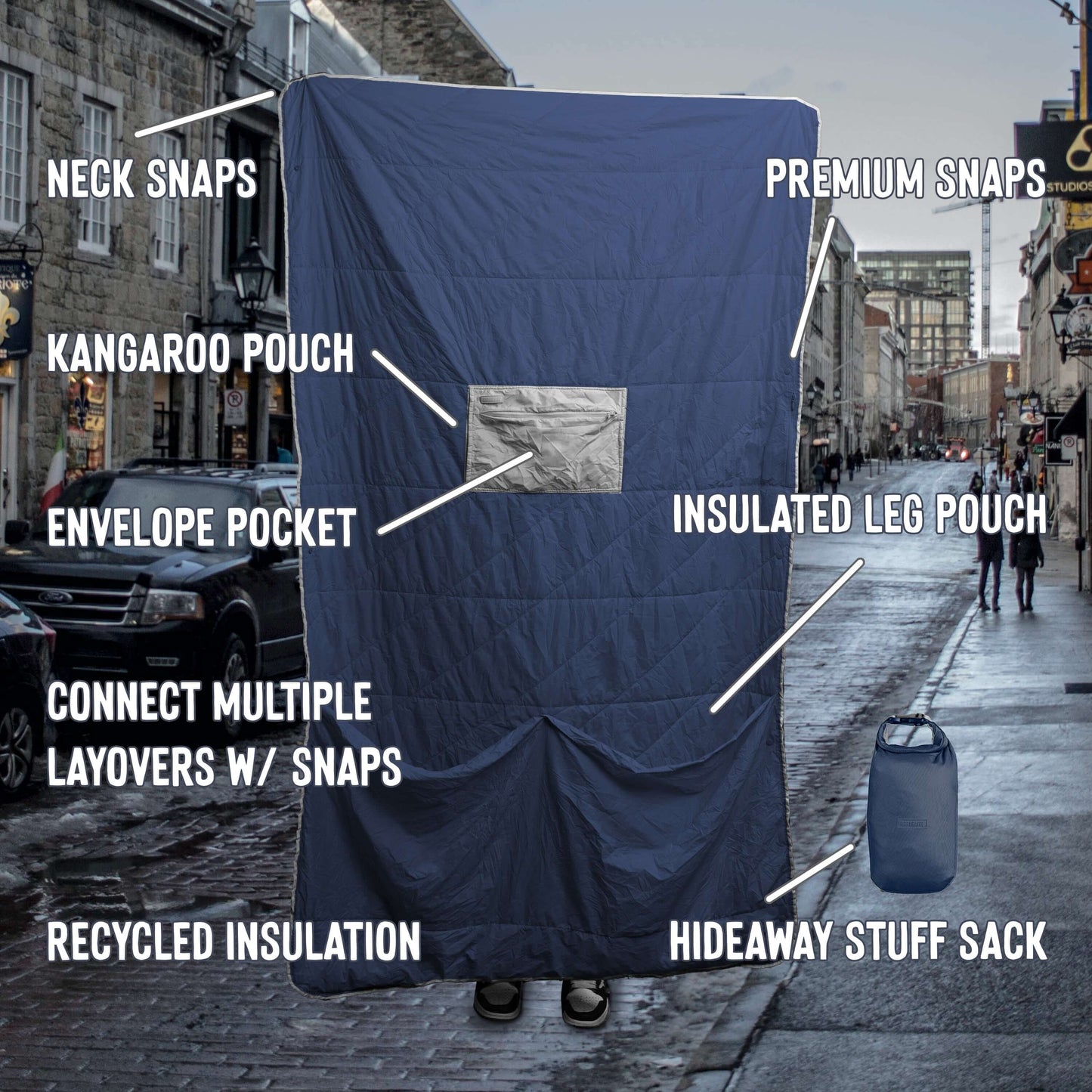 Gravel Layover™ Travel Blanket - Packable & Puffy | Blue - Stiles Supply Co.