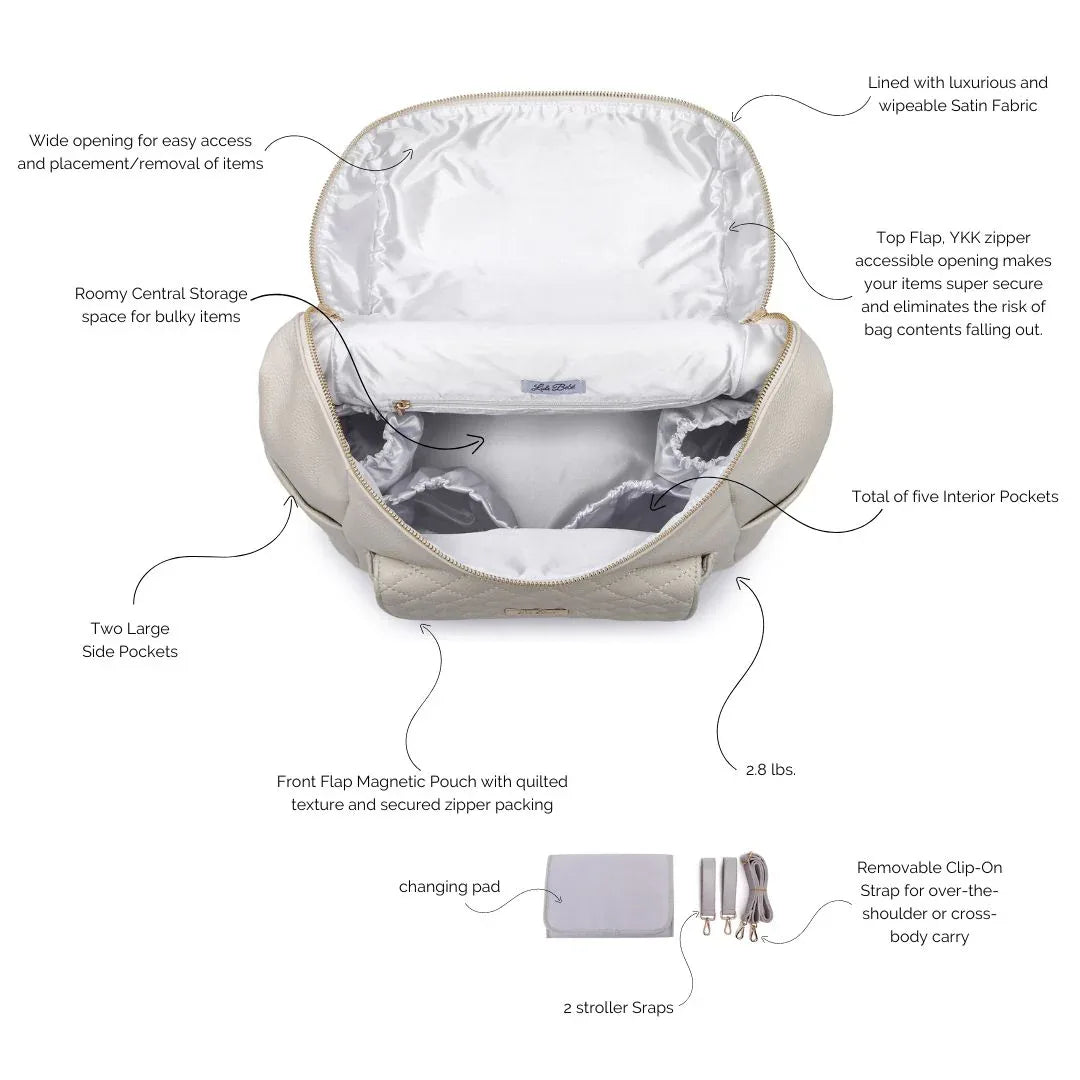 Luli Bebe Signature Diaper Bag Pearl White