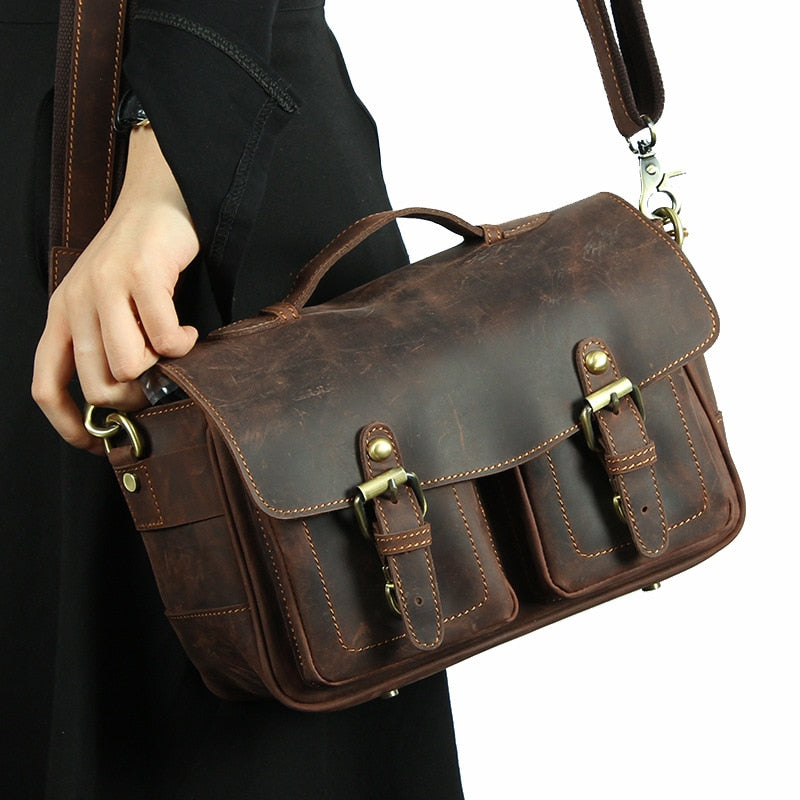 Steel Horse Leather The Faust Leather Camera Messenger Bag - Stiles Supply Co.