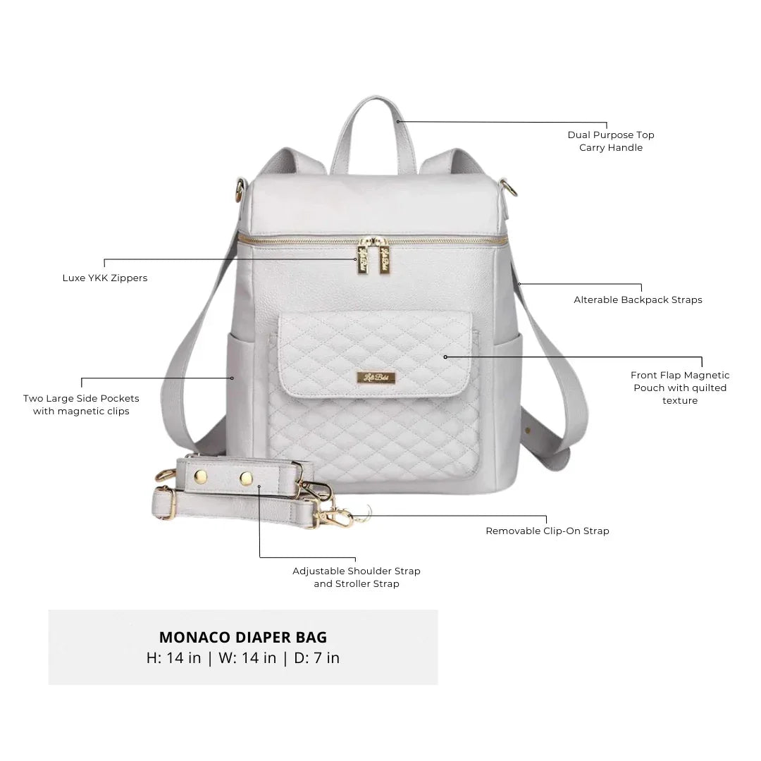 Luli Bebe Signature Diaper Bag Pearl White
