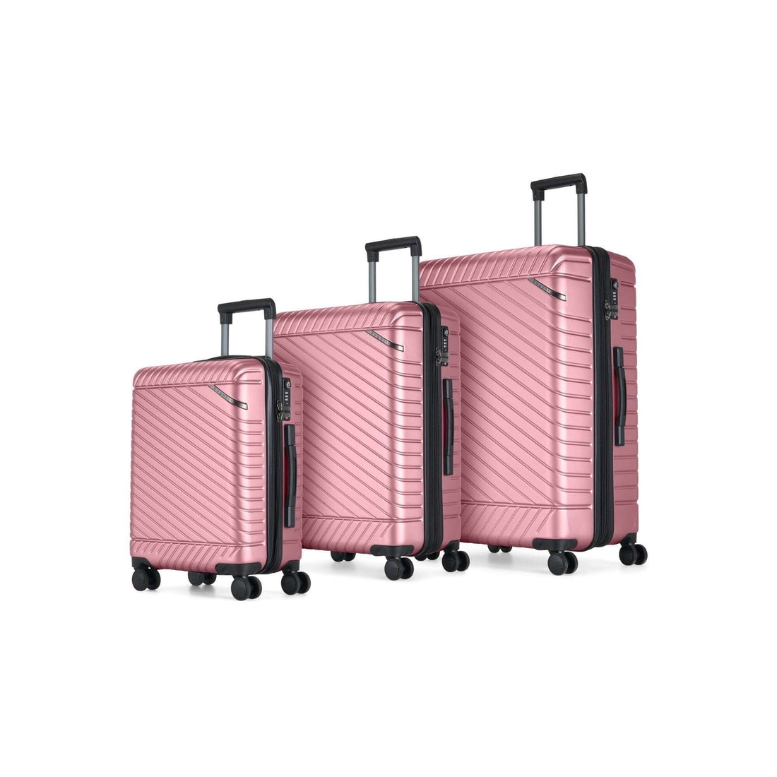 Bugatti Oslo 3-piece luggage set in pink hard shell variant.