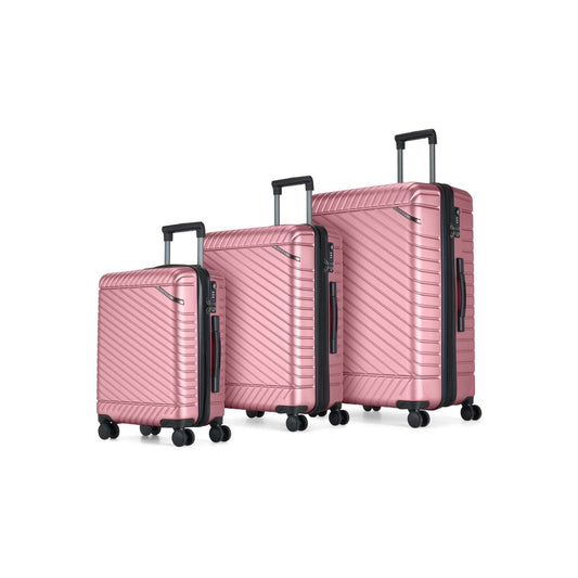 Bugatti Oslo 3-piece luggage set in pink hard shell variant.