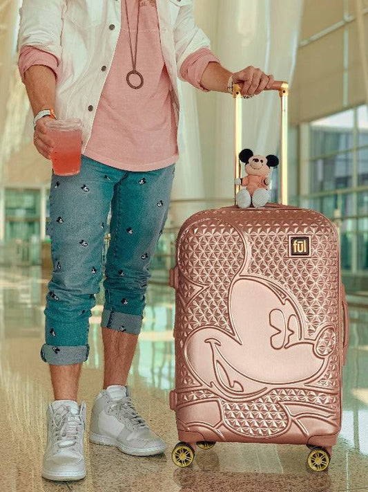 Mickey Mouse Rolling Luggage FŪL Disney Luggage 26" Rose Gold - Stiles Supply Co.