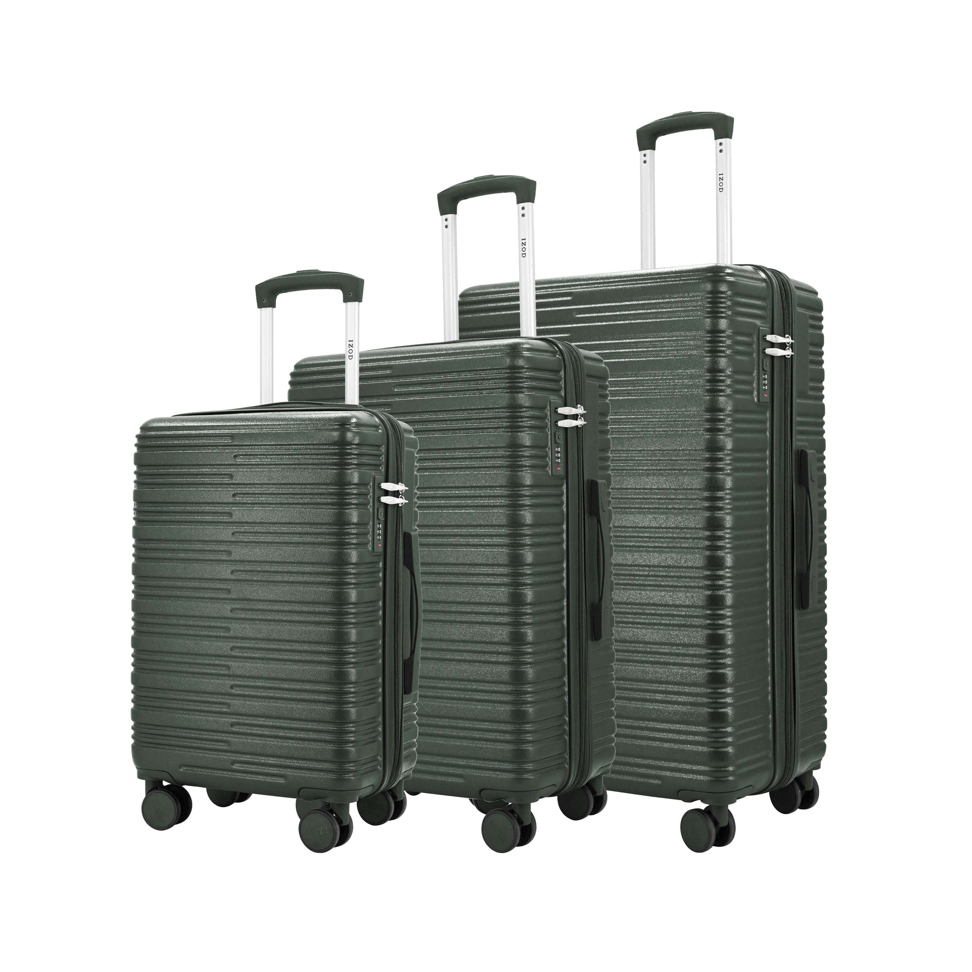 IZOD Romeo Lightweight Expandable ABS 3 Piece Luggage Set - 20", 24", and 28" Sizes with 360° Dual Spinning Wheels and Combo Lock