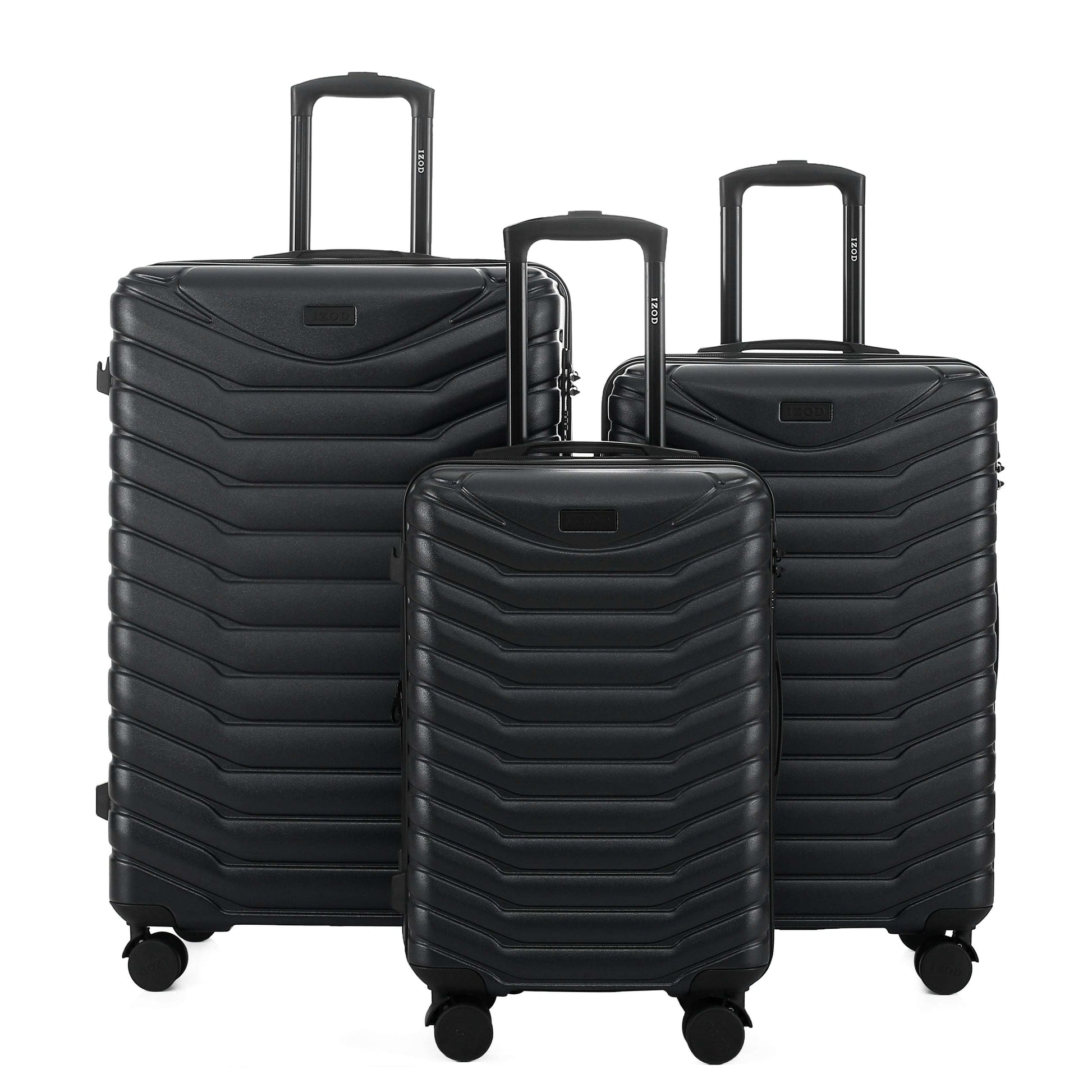 IZOD Phantom Lightweight Expandable ABS 3 Piece Luggage Set - 20", 24", and 28" Sizes with 360° Dual Spinning Wheels and Combo Lock
