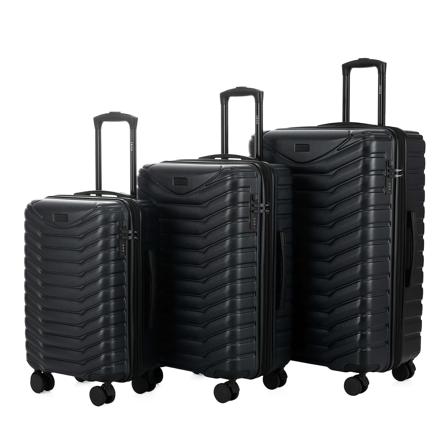 IZOD Phantom Lightweight Expandable ABS 3 Piece Luggage Set - 20", 24", and 28" Sizes with 360° Dual Spinning Wheels and Combo Lock