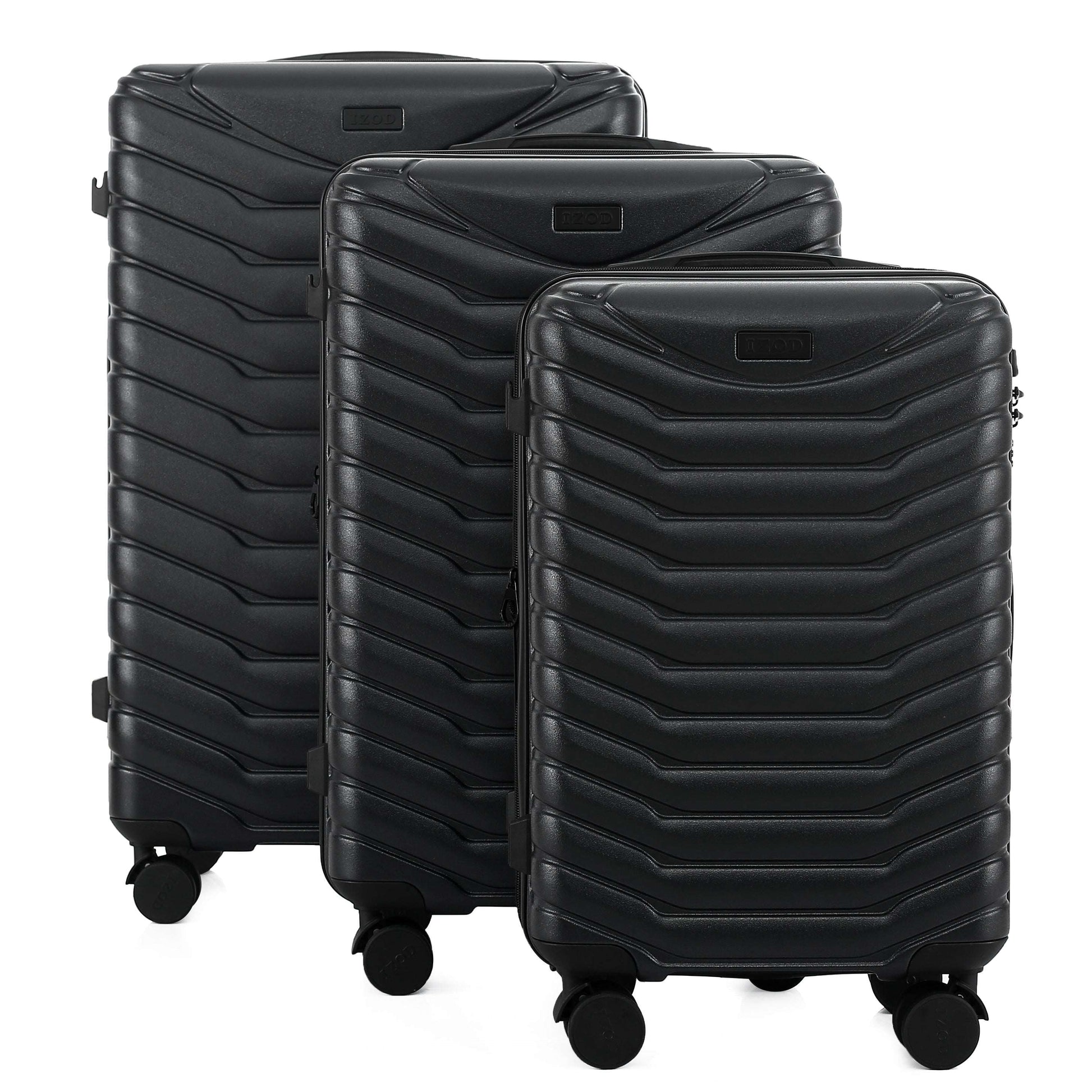 IZOD Phantom Lightweight Expandable ABS 3 Piece Luggage Set - 20", 24", and 28" Sizes with 360° Dual Spinning Wheels and Combo Lock