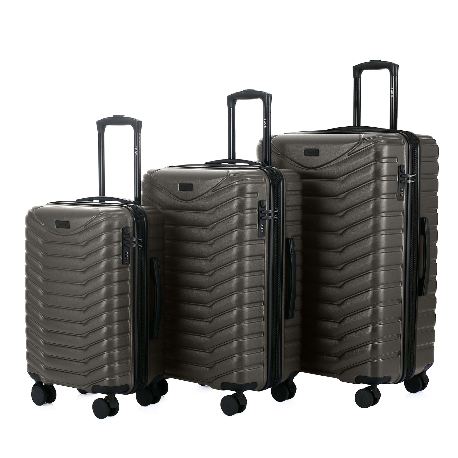 IZOD Phantom Lightweight Expandable ABS 3 Piece Luggage Set - 20", 24", and 28" Sizes with 360° Dual Spinning Wheels and Combo Lock