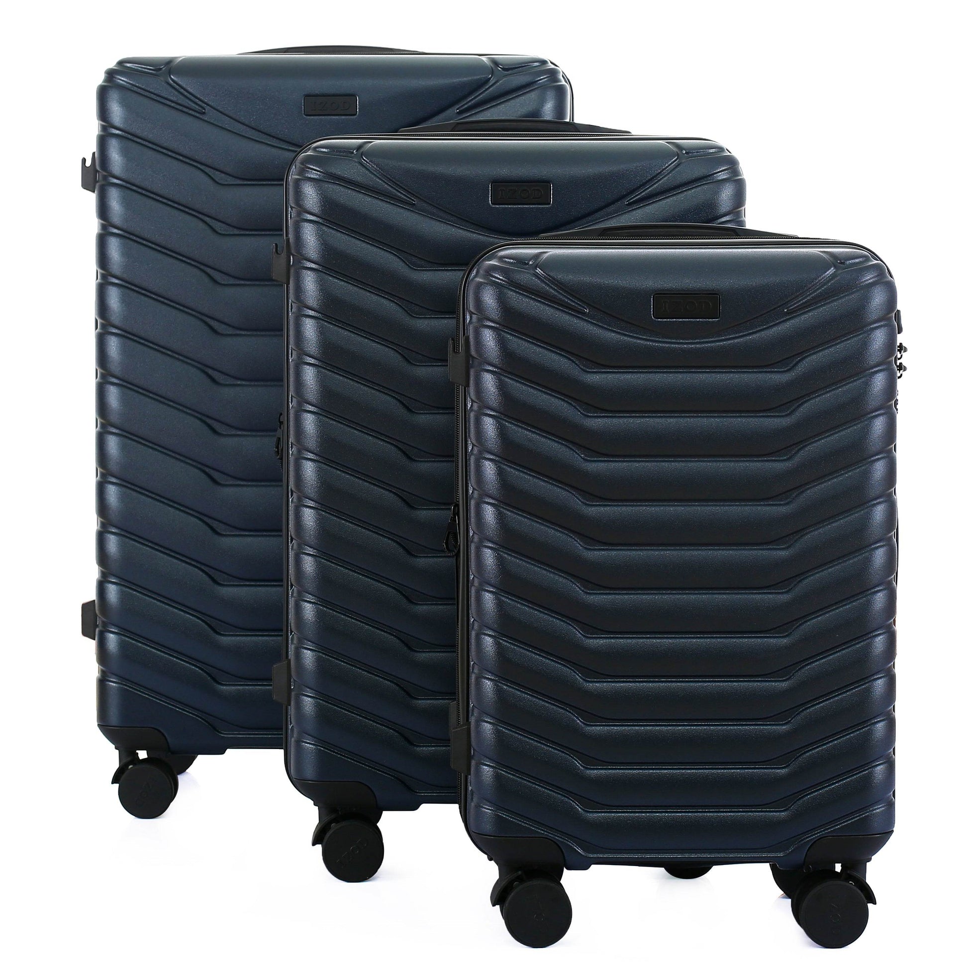 IZOD Phantom Lightweight Expandable ABS 3 Piece Luggage Set - 20", 24", and 28" Sizes with 360° Dual Spinning Wheels and Combo Lock