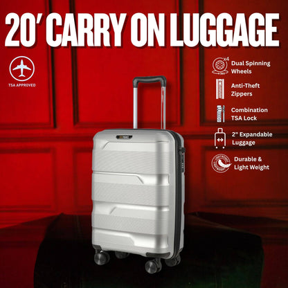 Sole Premise 20-inch Silver Carry-On Hardcase Luggage