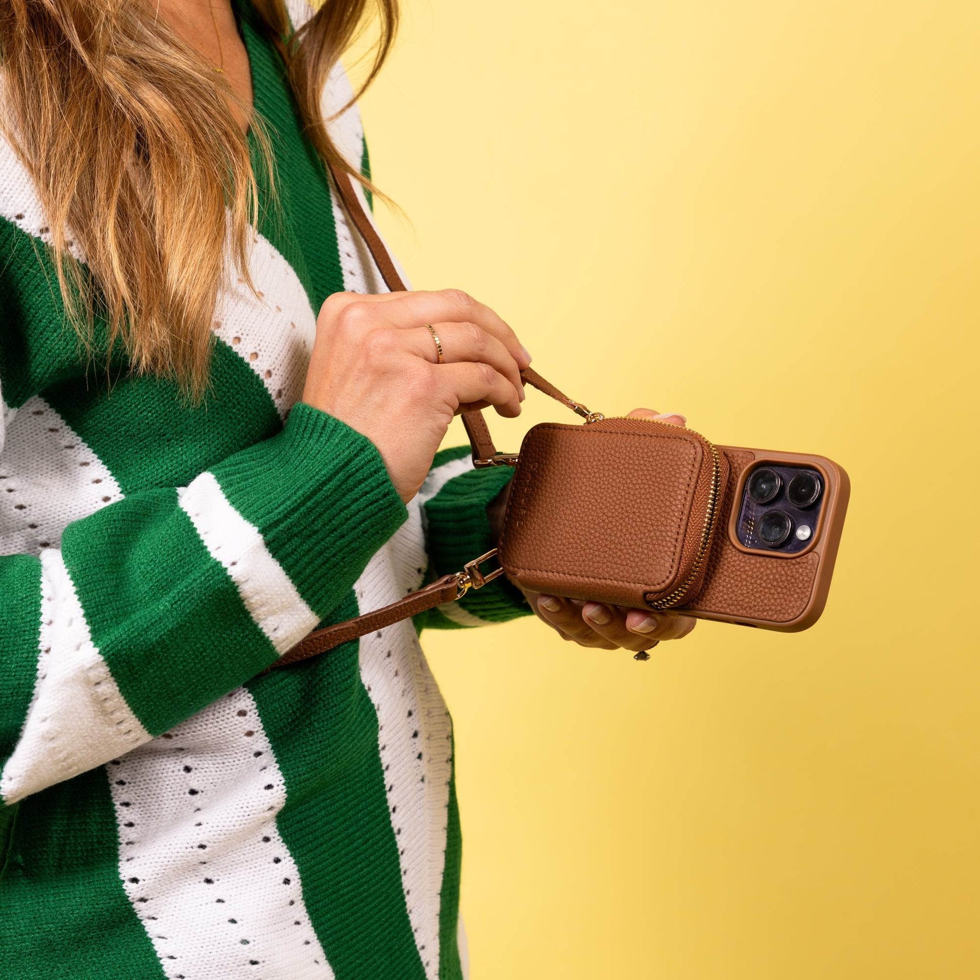 CASUPO iPhone Case and Wallet with Long Strap - Tan
