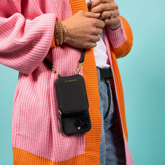 CASUPO iPhone Case and Wallet with Long Strap - Black