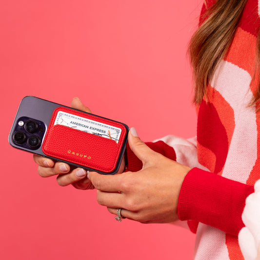 CASUPO Mag Safe Leather Wallet with RFID - Red