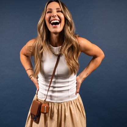 CASUPO iPhone Case and Wallet with Long Strap - Tan