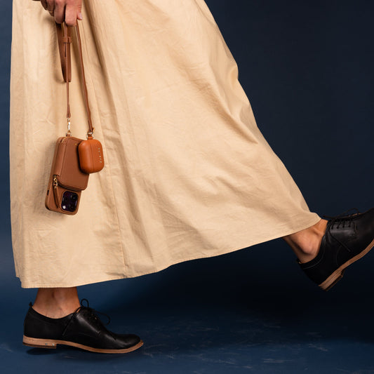 CASUPO iPhone Case and Wallet with Long Strap - Tan